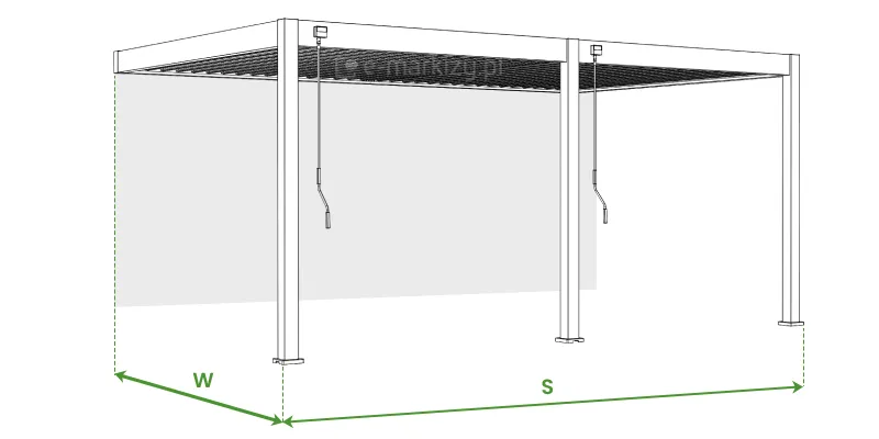 Instrukcja wymiarowania tarasu przed zamówieniem pergoli lamelowej Rubio Soft - jak zmierzyć szerokość całkowitą i wysięg pergoli?