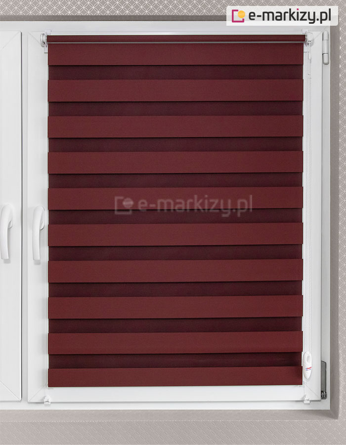 Roleta bezinwazyjna mini dzień noc w ustawieniu zapewniającym całkowite zakrycie okna