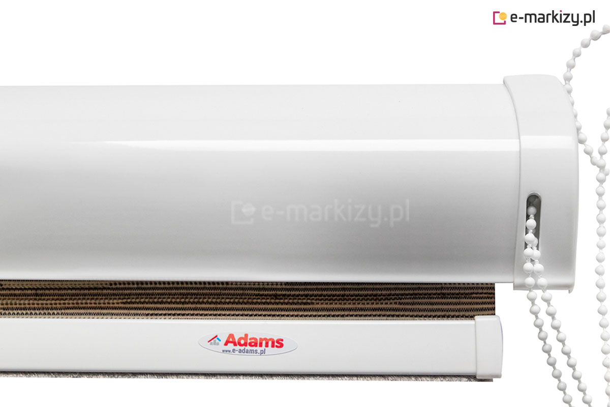 Roleta w kasecie przestrzennej lux kombi gdzie tkanina jest obciążona listwa z włosiem doszczelniającym