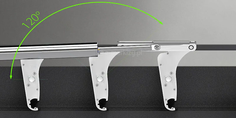 Pióra lameli poruszają się w zakresie od 0 do 120 stopni