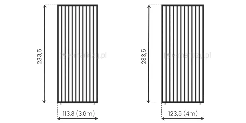 Pionowy panel aluminiowy do pergoli Marlo Duo dostępny w dwóch wymiarach: 113,3 cm i 123,5 cm. Przeznaczony do samodzielnego montażu, wykonany z odpornego aluminium.