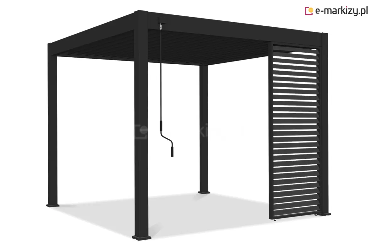 Żaluzjowy panel z aluminium do pergoli Marlo – estetyczne rozwiązanie zapewniające cień i prywatność.