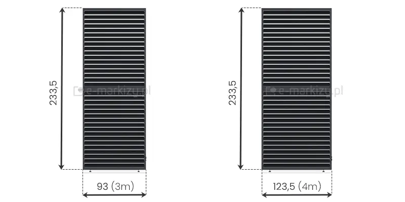 Panel regulowany do pergoli Marlo dostępny w dwóch wymiarach: 93 cm i 123,5 cm. Przeznaczony do samodzielnego montażu, wykonany z odpornego aluminium.