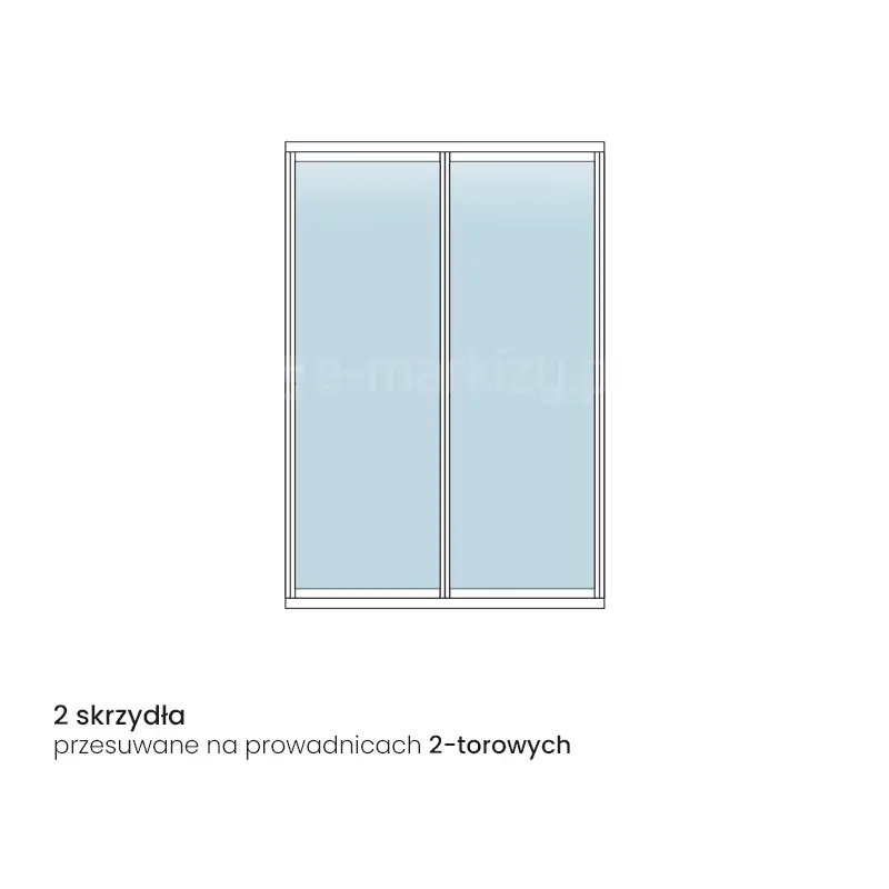 System do szklanych drzwi przesuwnych Sotro składających się z 2 paneli w konstrukcji ramowej