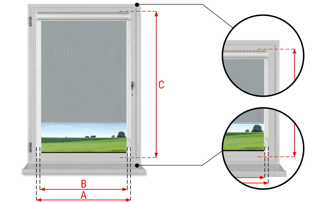 Wymiarowanie okna pod roletę lux, rolety okienne pomiary, pomiar okna do rolet