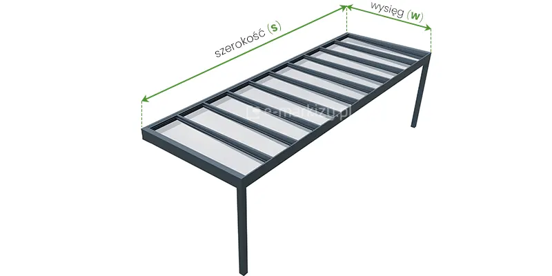Jak mierzyć szerokość całkowitą zadaszenia z dachem szklanym Spekta Glass